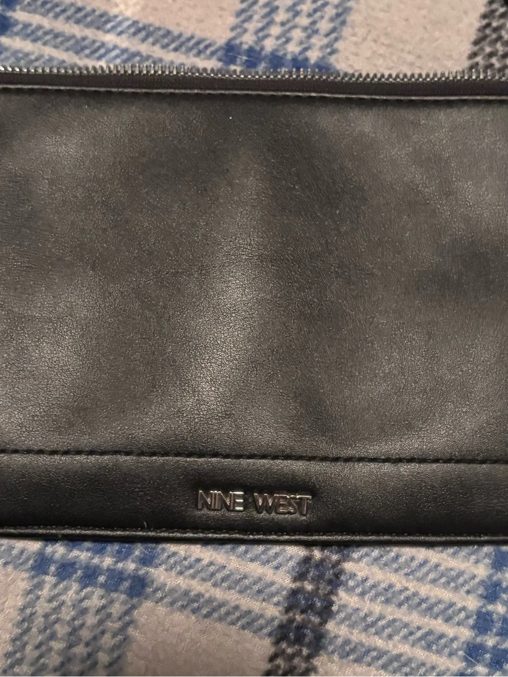 Nine West Black Faux Leather Clutch with Subtle Logo